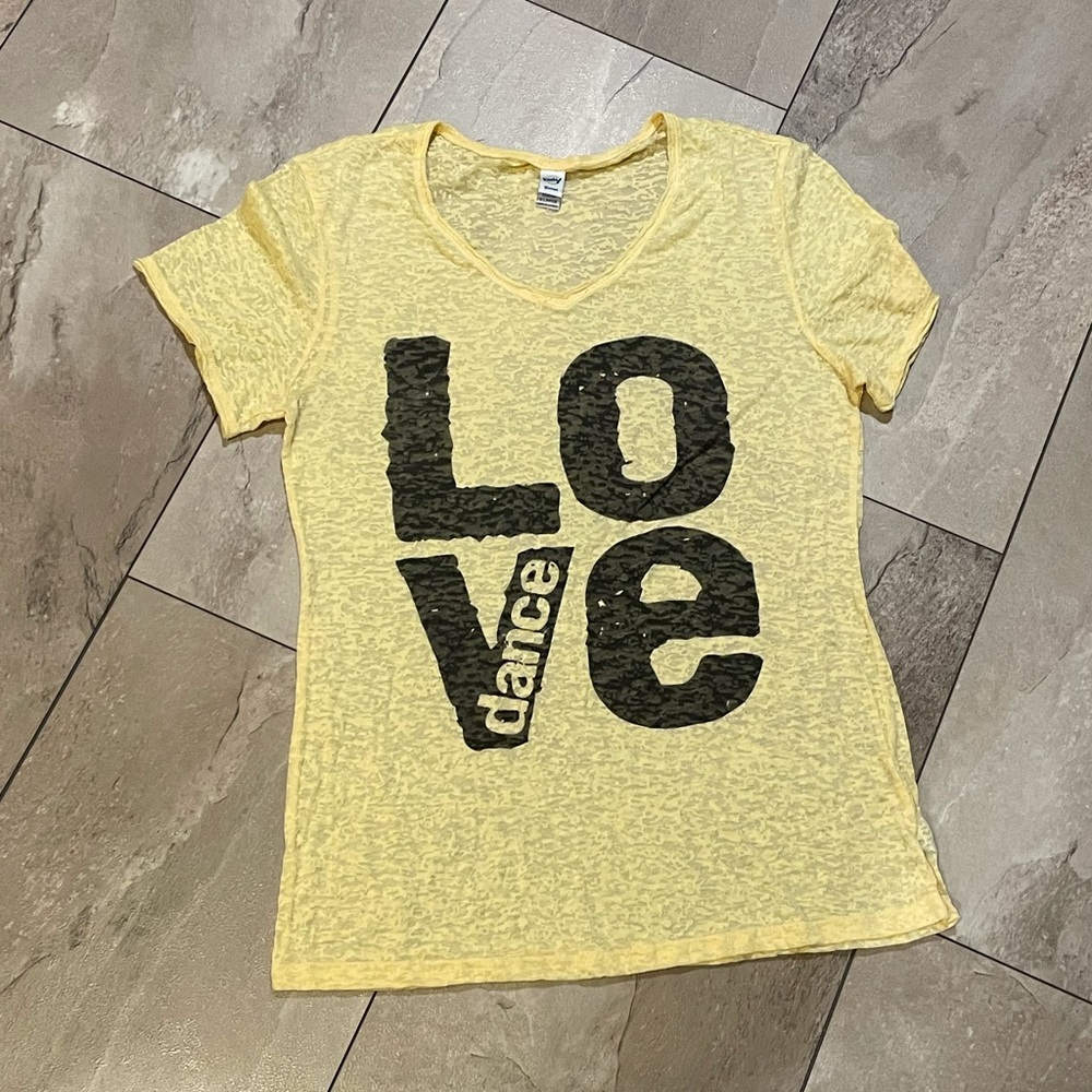 Yellow See Thru Love Dance Tee